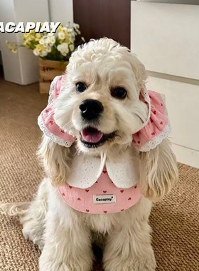 CACAPLAY【爱心泡泡】可爱耳花围兜透气防脏耳套可卡可卡布查理王