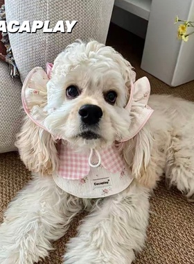 CACAPLAY【莫奈花园】透气狗耳套美卡耳花小清新口水巾大耳朵可卡
