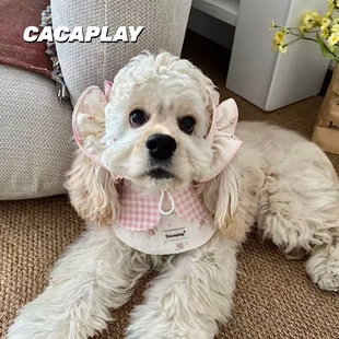 CACAPLAY【莫奈花园】透气狗耳套美卡耳花小清新口水巾大耳朵可卡