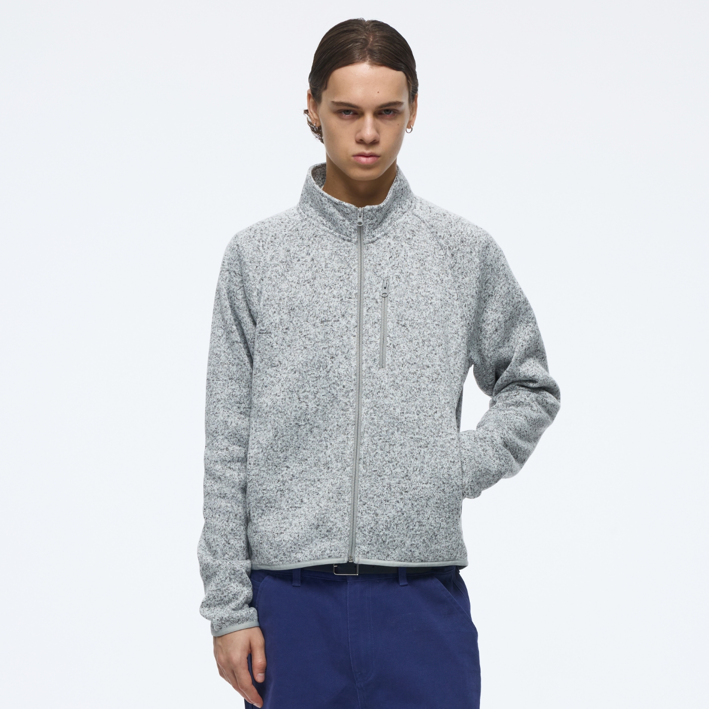 抓绒拉链立领外套保暖开衫夹克