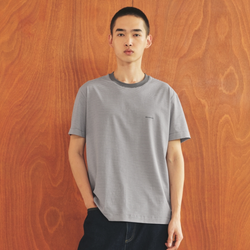 WassupHouse条纹正肩情侣短袖t恤