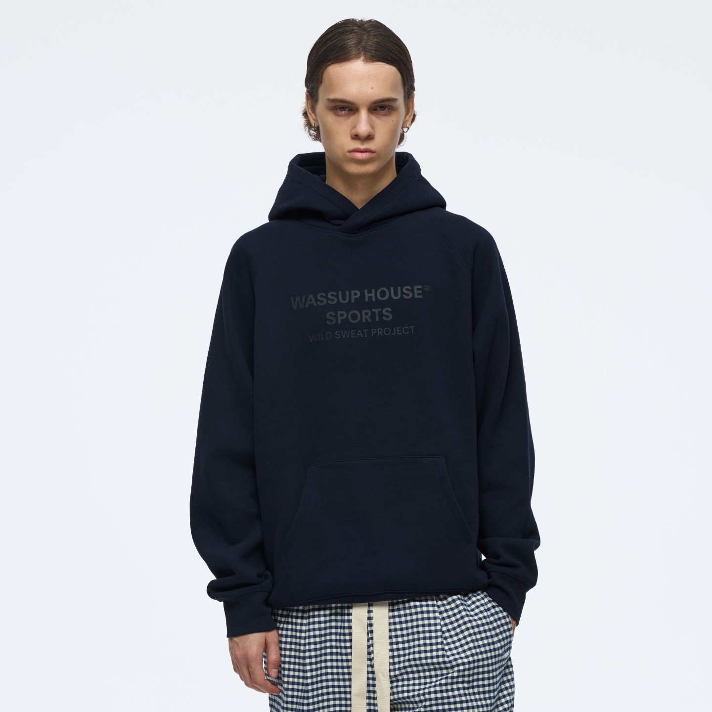 wassuphouse运动连帽插肩卫衣美式抓绒宽松休闲重磅套头衫情侣装