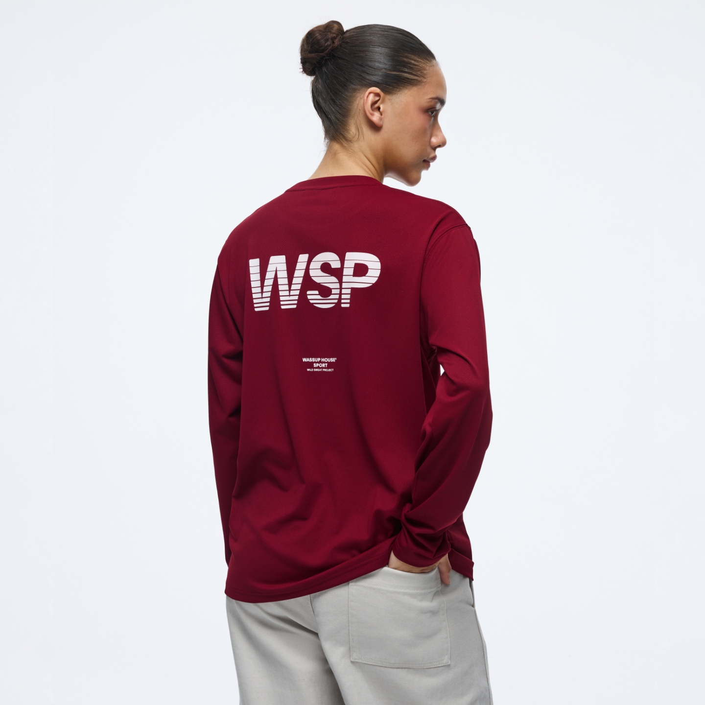 美式休闲网眼标语印花长袖T恤