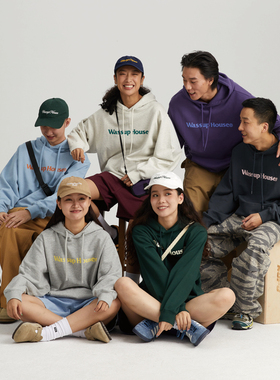 wassuphouse基础大logo印花毛圈连帽卫衣男重磅纯棉宽松情侣上衣