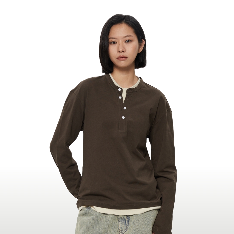 WassupHouse长袖领假两件T恤