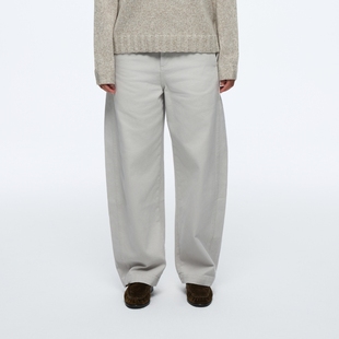 廓形白色镰刀香蕉裤 男纯棉宽松休闲直筒裤 弯刀裤 wassuphouse美式