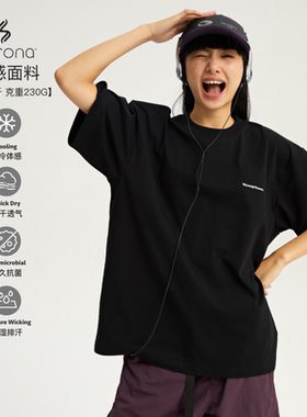 wassuphouse冰皮凉感印花短袖男装宽松黑色上衣潮牌圆领情侣装t恤