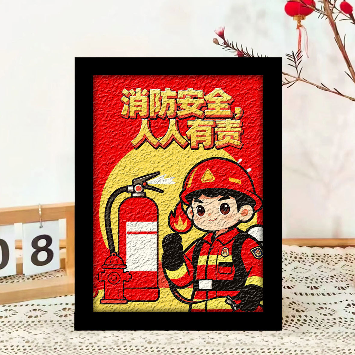 消防安全纸浆画手工diy材料包烈火英雄消防手工diy逆行者数字油画