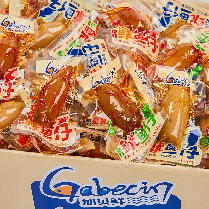 加贝鲜鱿鱼仔香辣烧烤原味带籽墨鱼仔开袋即食海鲜零食品解馋小吃
