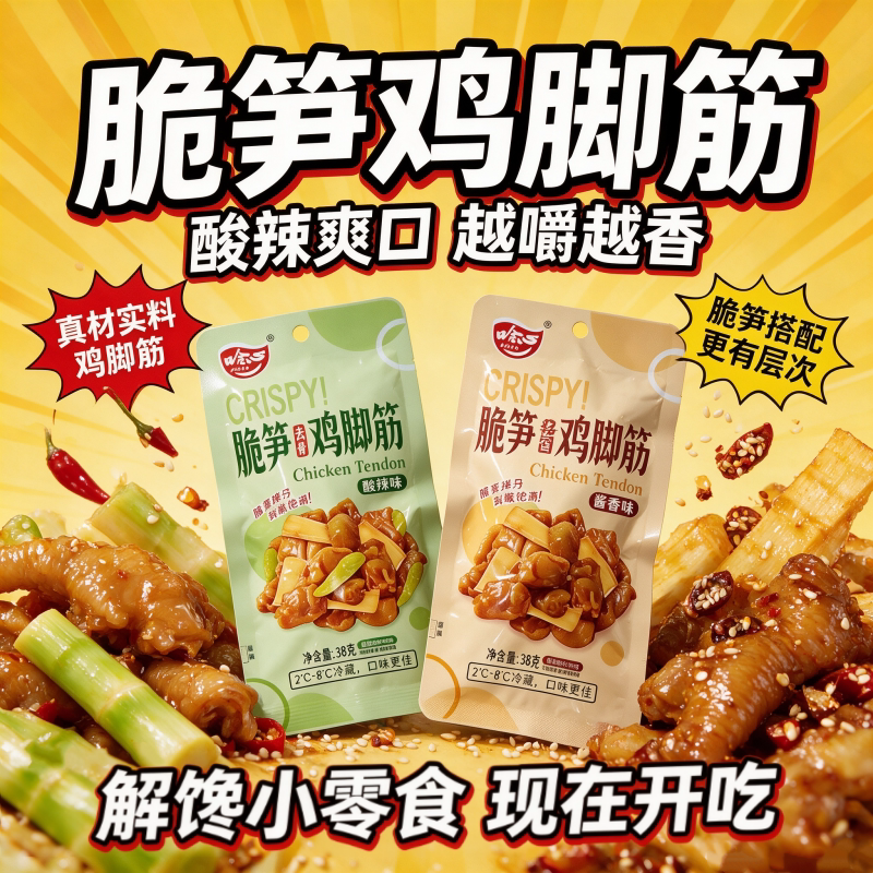 哈心脆笋鸡脚筋酸辣酱香鸡爪筋掌中宝鸡脆骨独立包装下酒零食小吃