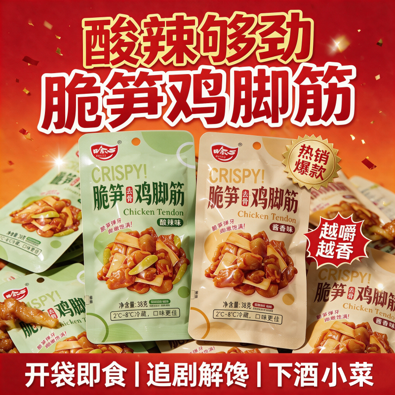 哈心脆笋去骨鸡脚筋酸辣味鸡爪筋无骨凤爪鸡脆骨小包装即食零食品