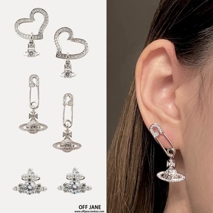 经典西太后土星别针星球耳钉女薇薇安小众高级感森系小香风耳饰