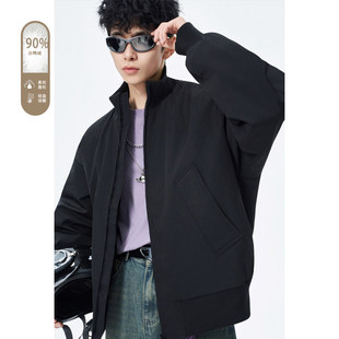 90白鸭绒美式复古飞行员羽绒服男士冬季cleanfit短款立领防寒外套