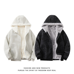 加绒加厚外套男冬季宽松休闲简约百搭冬装美式高级感扎染绒感夹克