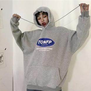 3288#250克官图连帽卫衣女秋冬宽松加绒加厚韩版学生潮bf上衣外套