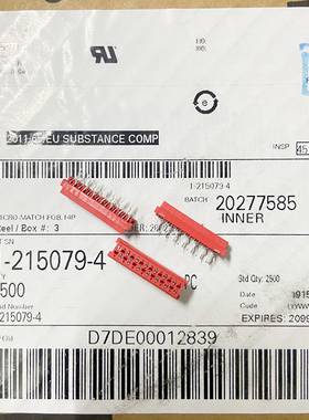 原装 1-215079-4 FC板端压线头连接器 1.27mm间距 14P 红色 直插