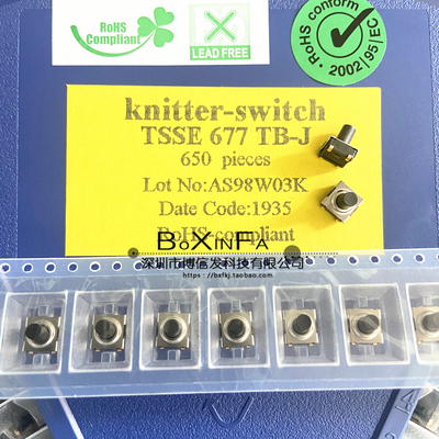 原装德能Knitter TSSE677TB-J 贴片轻触开关 6*6*7MM 内贴镀金脚