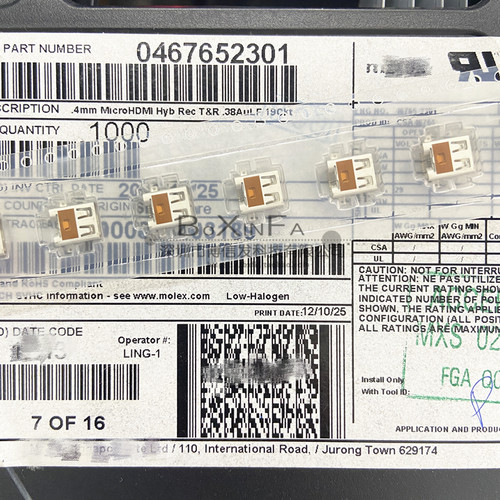 原装 467652301 0.4mm间距 Micro HDMI 19P 高清插座接口 连接器
