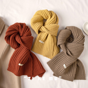 围巾女秋冬季2025新款加厚保暖高级感纯色针织围巾毛线围脖