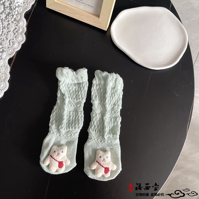 嬰兒長筒襪子0-3月夏季網(wǎng)眼透氣新生無骨過膝襪兒童夏不勒防蚊襪