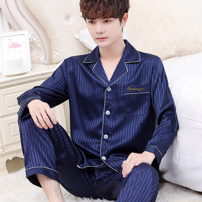 长袖丝绸柔软男士套装