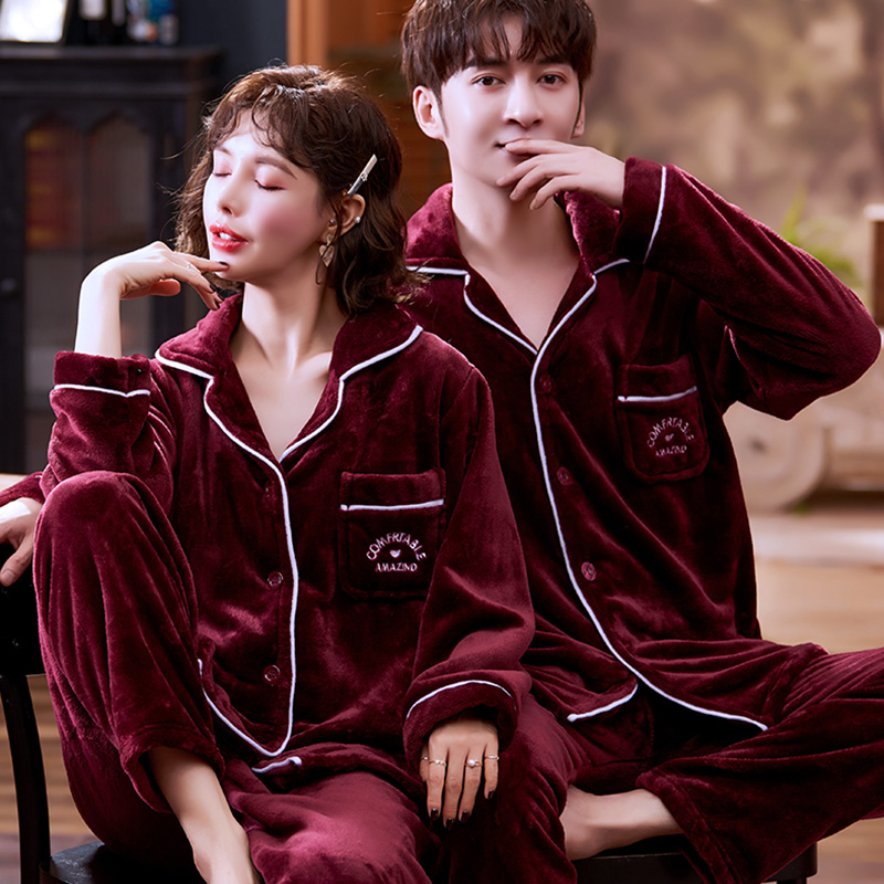 女士情侣法兰绒可外穿大码家居服