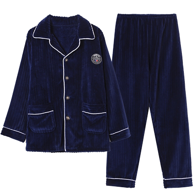 法兰绒睡衣加绒套装保暖可外穿