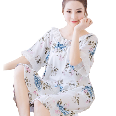 绵绸睡裙大码短袖连衣裙柔软透气
