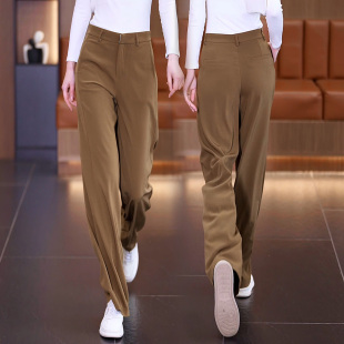 阔腿裤 子宽松休闲裤 女2026早春季 摩卡棕直筒裤 新款 今年流行梧桐裤