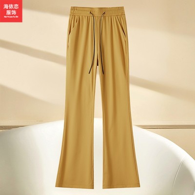 松紧抽绳高腰显瘦垂感阔腿裤
