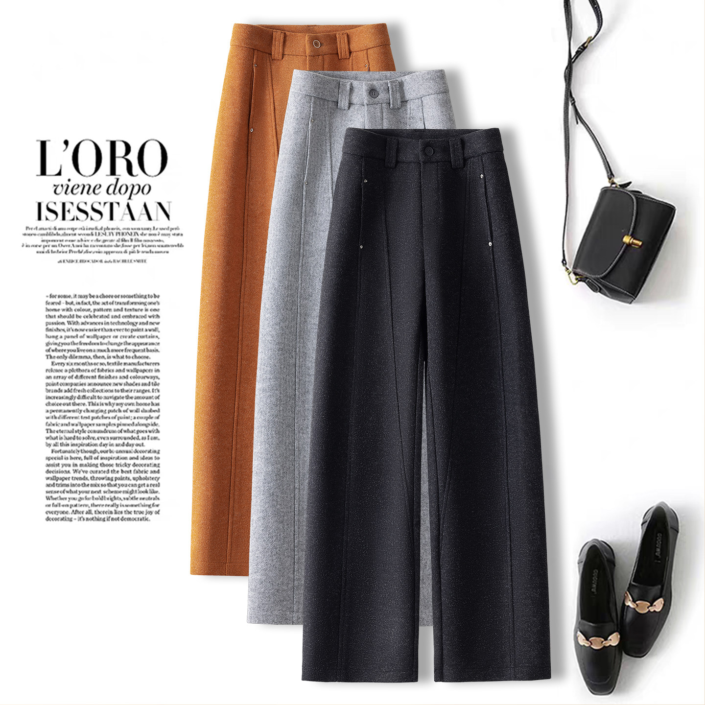 灰色毛呢阔腿弯刀裤女秋冬新款大码胖mm宽松梨型身材休闲香蕉裤子,女装/女士精品,休闲裤,淘宝优惠券,粉丝福利购,淘宝优惠卷