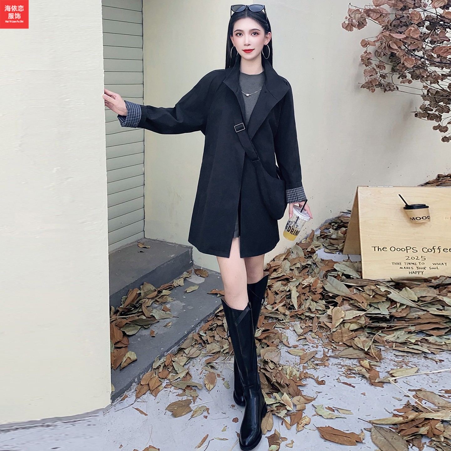 宽松韩版系带收腰显瘦气质外套