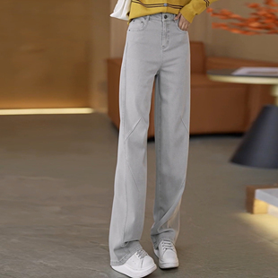 今年流行的美式牛仔裤女2026年春季新款高腰显瘦宽松阔腿弯刀裤子