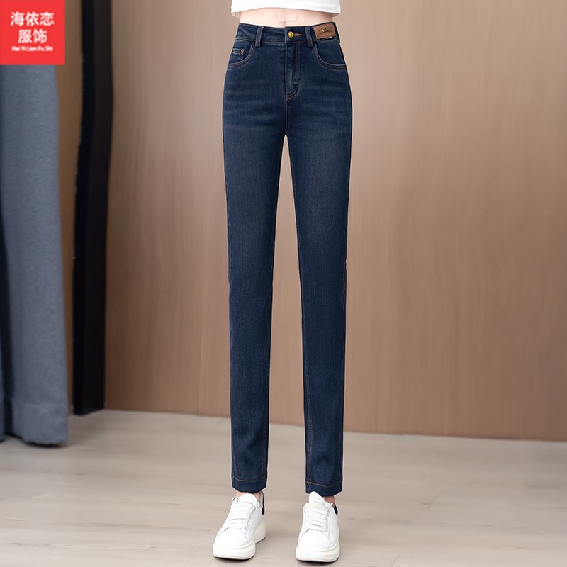 新款休闲复古九分弹力小脚裤