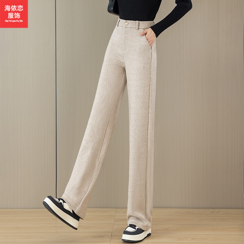 显瘦羊绒休闲裤子羊毛呢阔腿裤