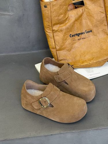 2025秋季新款磨砂皮勃肯鞋女内增高休闲鞋子复古软底全包头女鞋