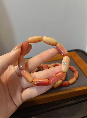 DIY精品半血坨骨镶嵌猫爪大枣珠文玩时尚佛珠单圈星月菩提配饰品