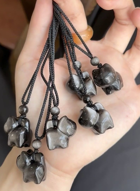 银耀石猫咪手机挂件可爱钥匙扣高级感包包挂件天然水晶招财猫挂件