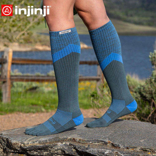 injinji小腿袜高筒及膝coolmax越野跑步足球篮球长筒袜马拉松