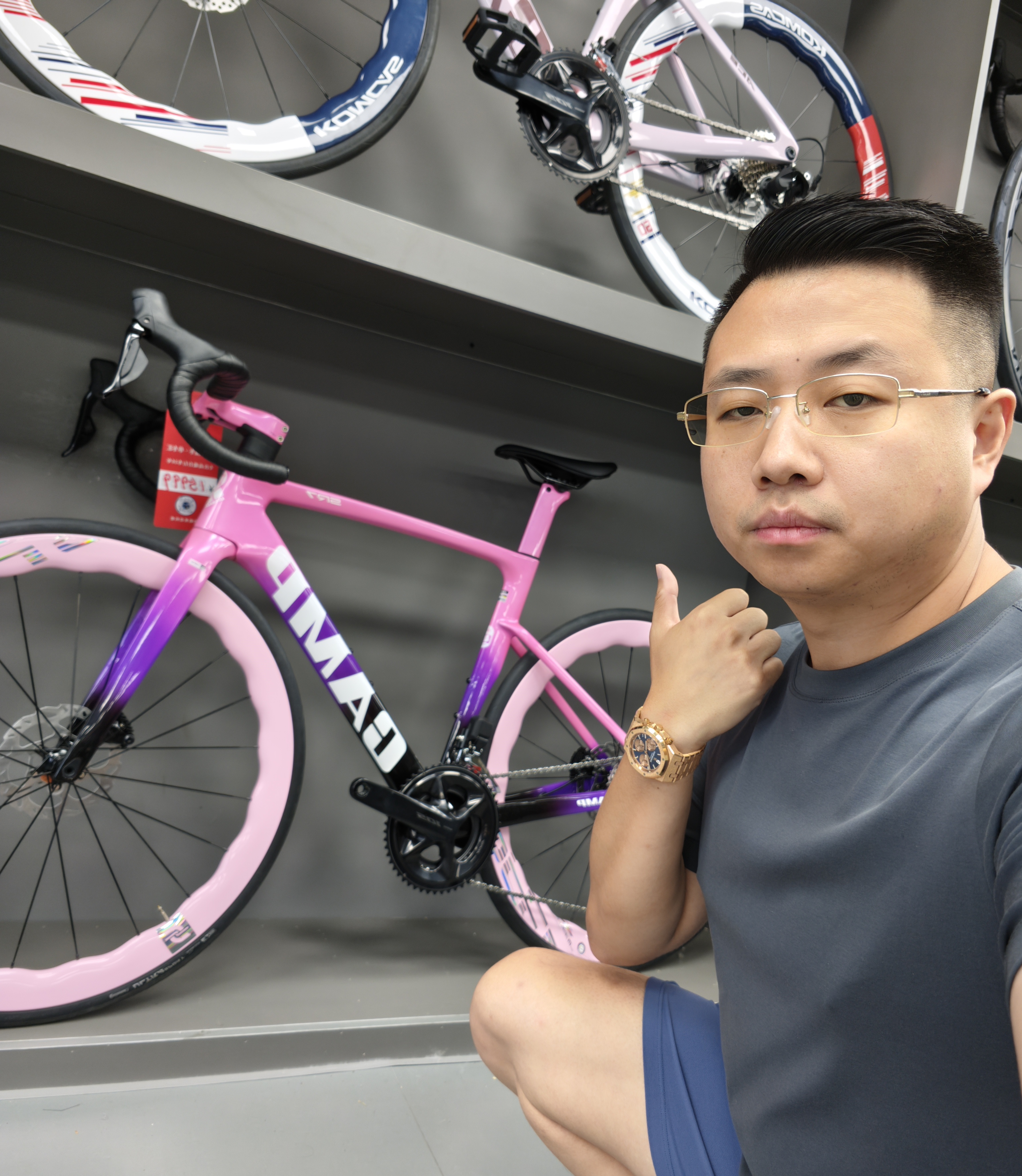 老刘只懂车 CAMP 坎普 SR7 皇家粉 105大套油碟 碳纤维公路车超轻