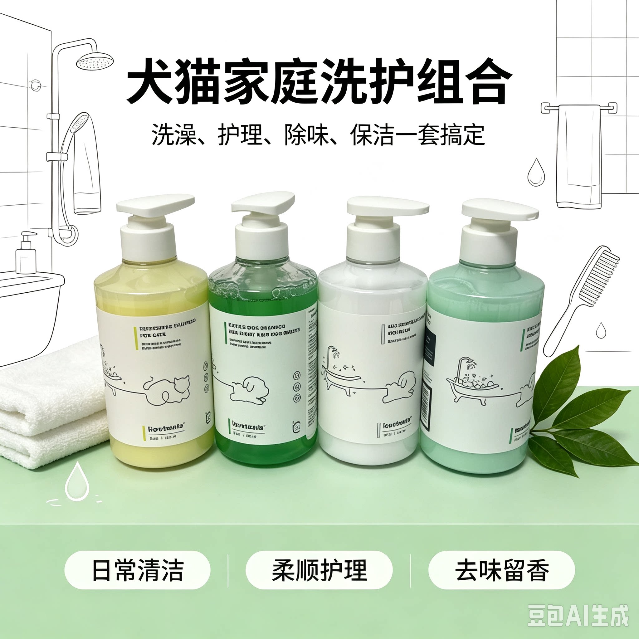 icpetmate宠物洗护套猫咪狗狗沐浴露护毛素473ml留香除味植物配方