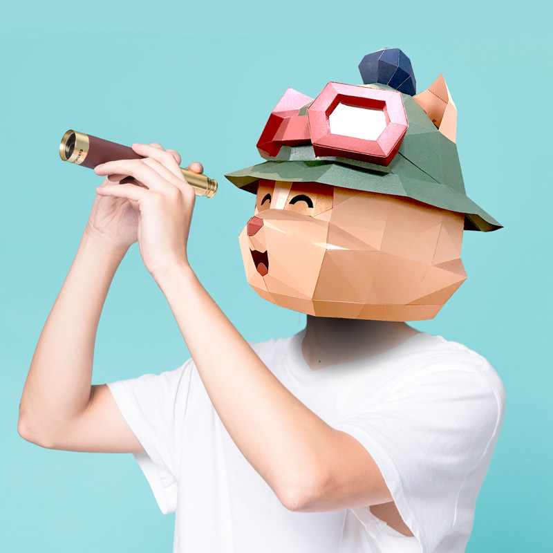 英雄联盟提莫帽子面具cos周边创意全脸可爱timor头套男女儿童diy