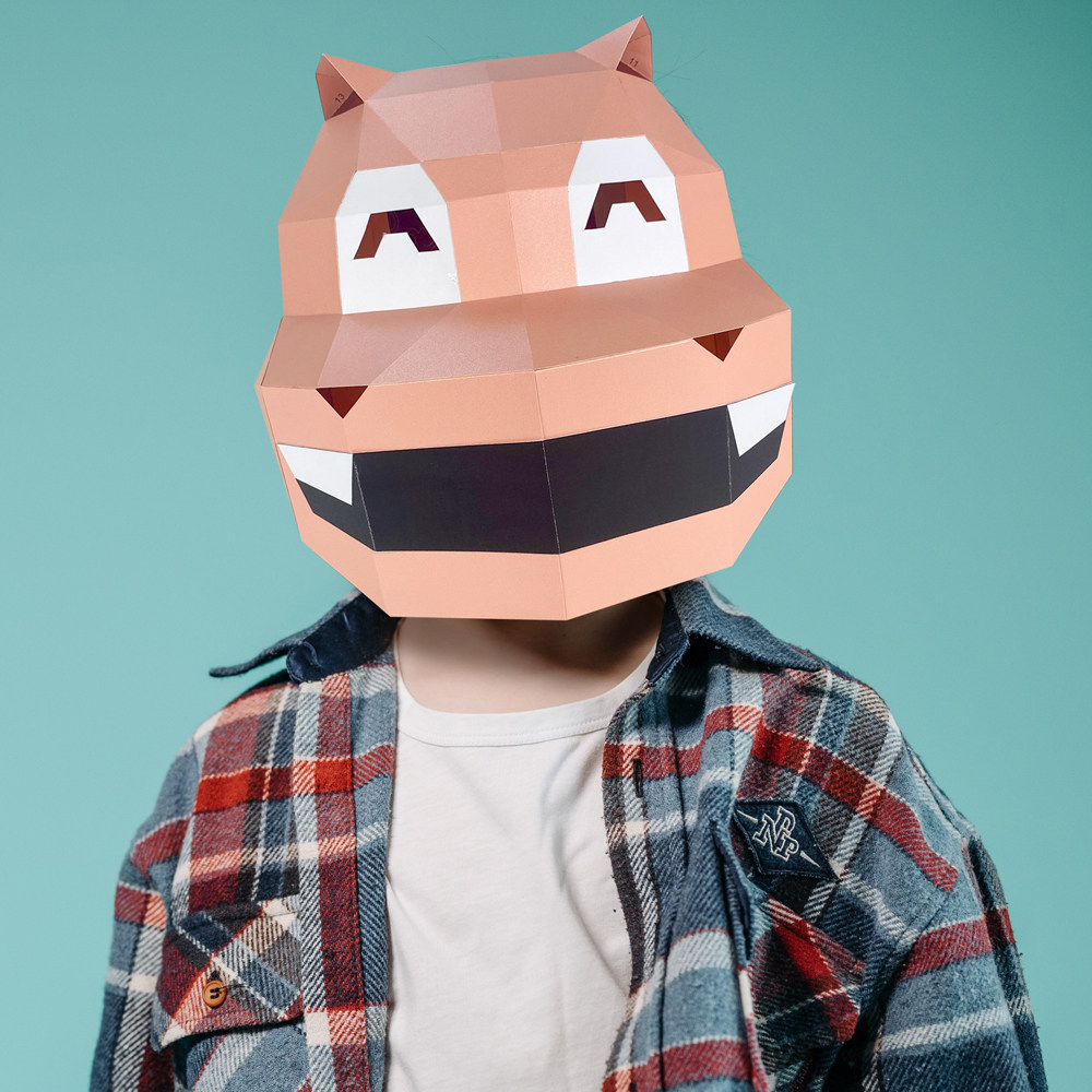 动物小河马头套手工diy折纸儿童面具幼儿园男女孩通用幼儿园舞会