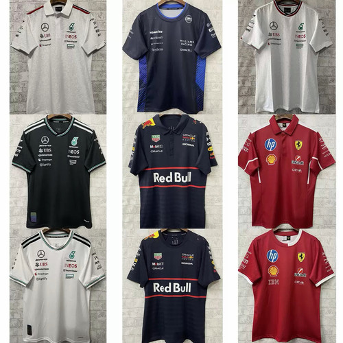 F1赛车服短袖T恤polo衫圆领夏季透气骑行服速干男女同款全印花