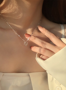 立方体几何锁骨链女设计感小众纯银项链ins精致冷淡风颈链潮