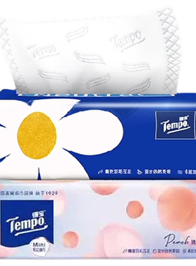 【88VIP专享】Tempo得宝mini粉桃80抽得宝抽纸小雏菊