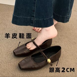 蜻廷牌真皮2026新款小皮鞋女配裙子春秋玛丽珍鞋软底法式风单鞋女