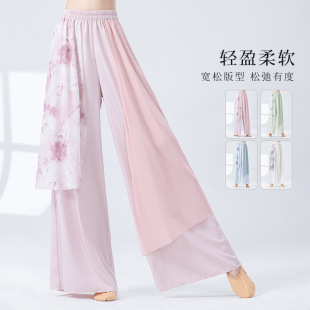 古典舞裤子女2026新款水墨画仙气舞蹈裤中国舞练功服身韵阔腿裙裤