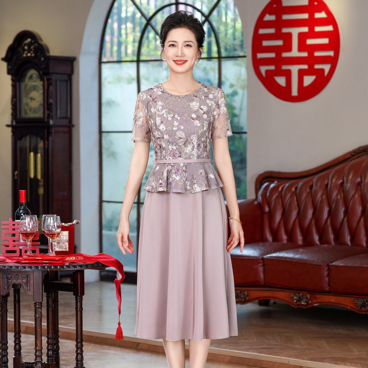 2026春夏季新款感旗袍连衣裙婚宴装结婚气质短袖日常装女高端礼服