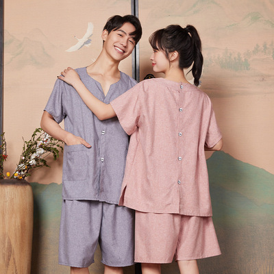 新款纯棉艾灸服女前后开衫开背衫男女理疗服针灸服拔罐服汗蒸服